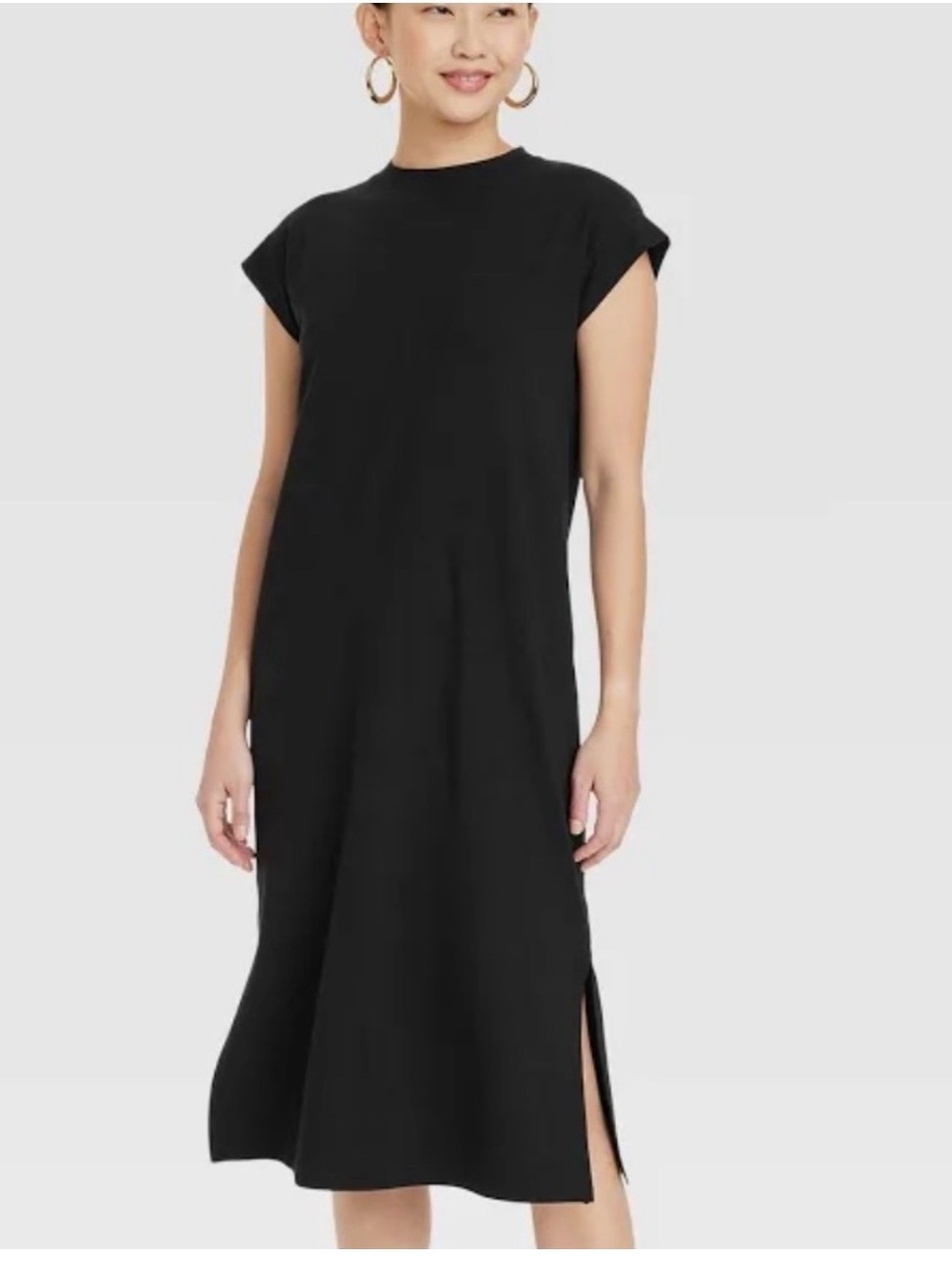 Black Cap-Sleeve Midi Dress - A New Day